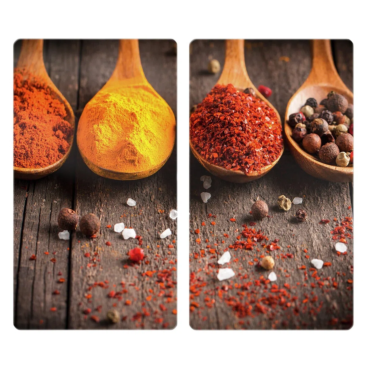 Allstar Placas cobertoras de vidrio universales Curry 2 pzas - juego de dos piezas, cubiertas para cocinas de vitrocerámica, Vidrio endurecido, 30 x 0.8 x 52 cm, Multicolor