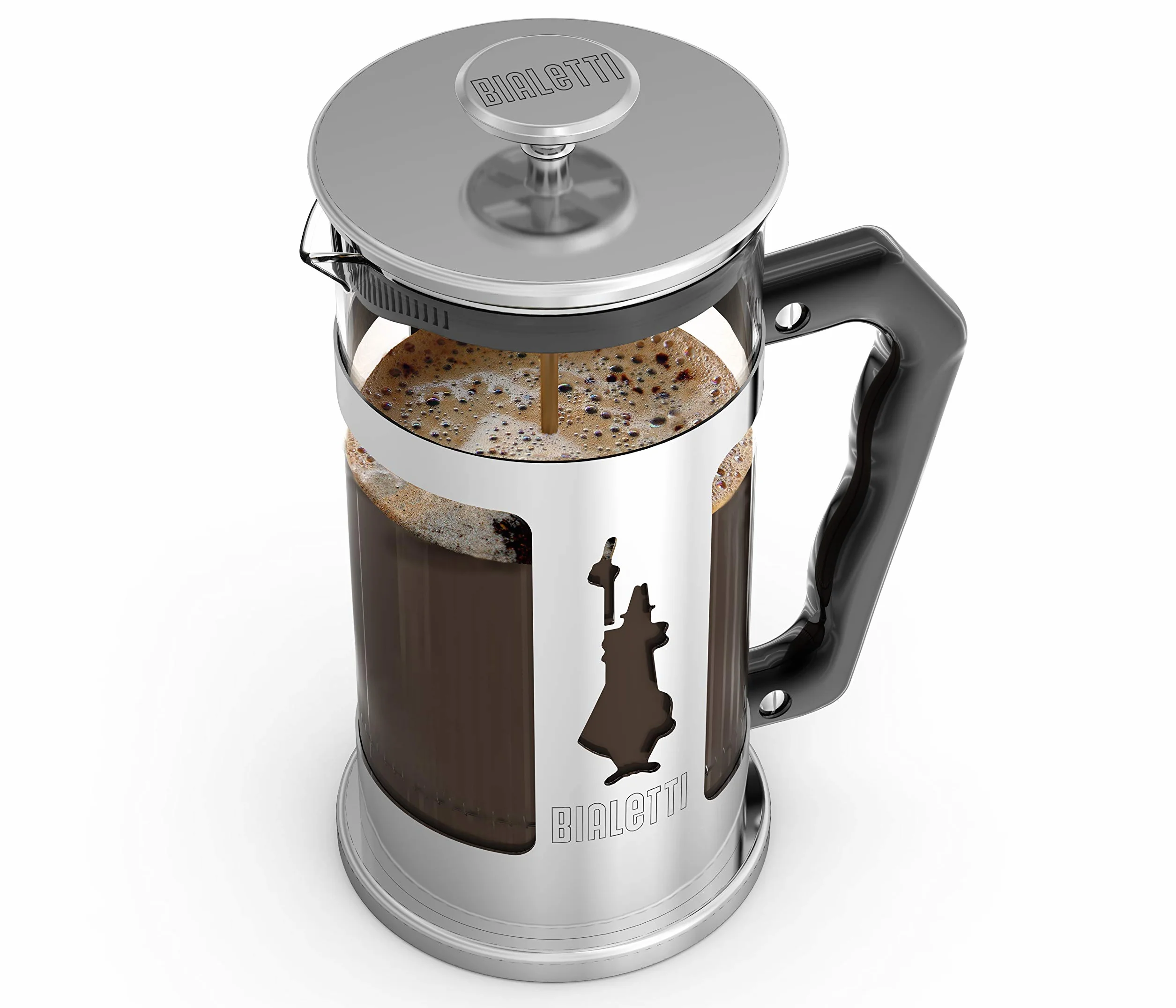 Bialetti Prensa de café Preziosa, filtro de prensa francesa para café o té, cuerpo de acero inoxidable y recipiente de vidrio borosilicato, apto para lavavajillas, 350 ml, para 3 tazas
