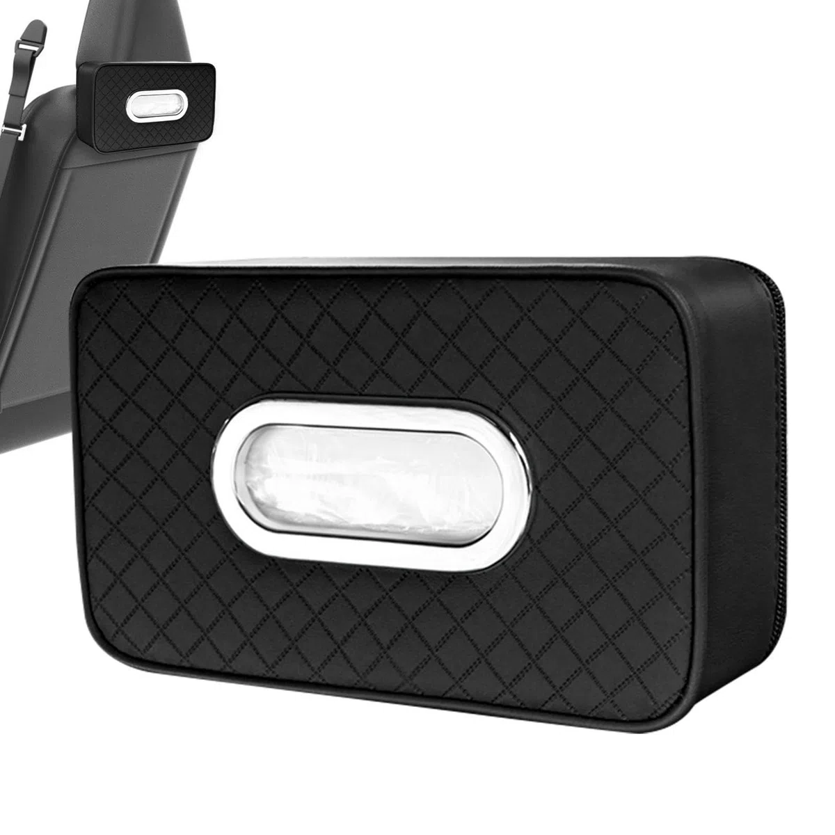 Soporte para pañuelos de coche | Servilletero - Funda para pañuelos de asiento trasero, servilletera, caja de servilletas para coche, organizador de visera de coche, cremallera exquisita, ajustable