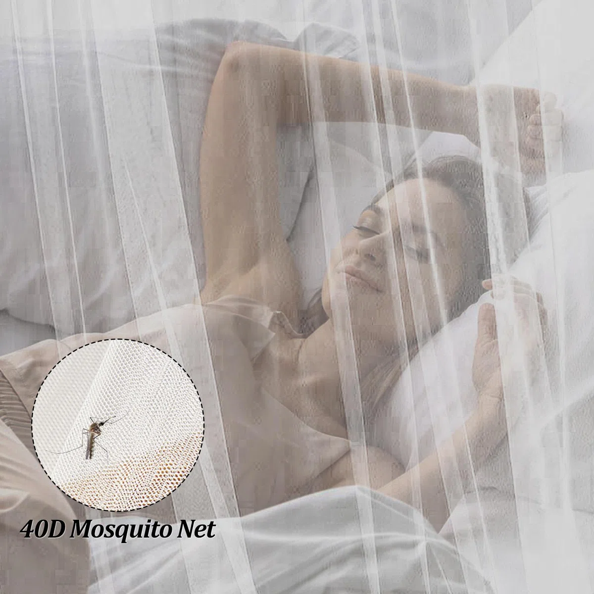HOOPOE Mosquitera Cama Matrimonio Individual,2 Piezas Mosquito Net for Bed Dosel, Mosquitero Cúpula Universal Poliéster,Viajes Mosquitera Plegable Portátil 60x250x900cm