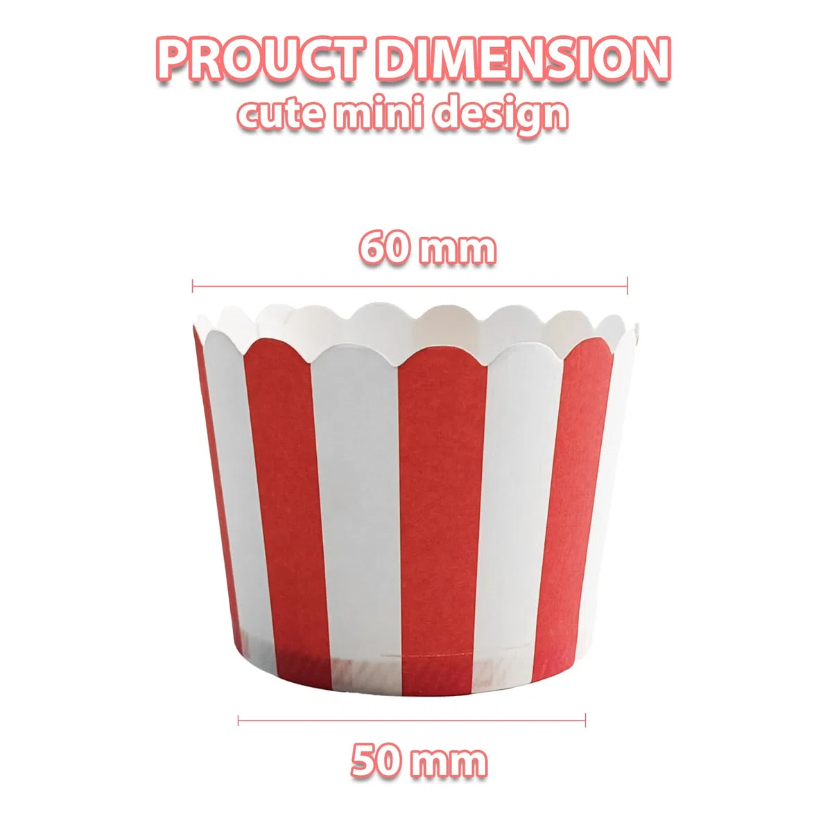 50 mini moldes para magdalenas, vasos de papel para hornear, diseño de circo a rayas rojas, blancas, para magdalenas, magdalenas, Navidad, helado, desechables, 50 unidades