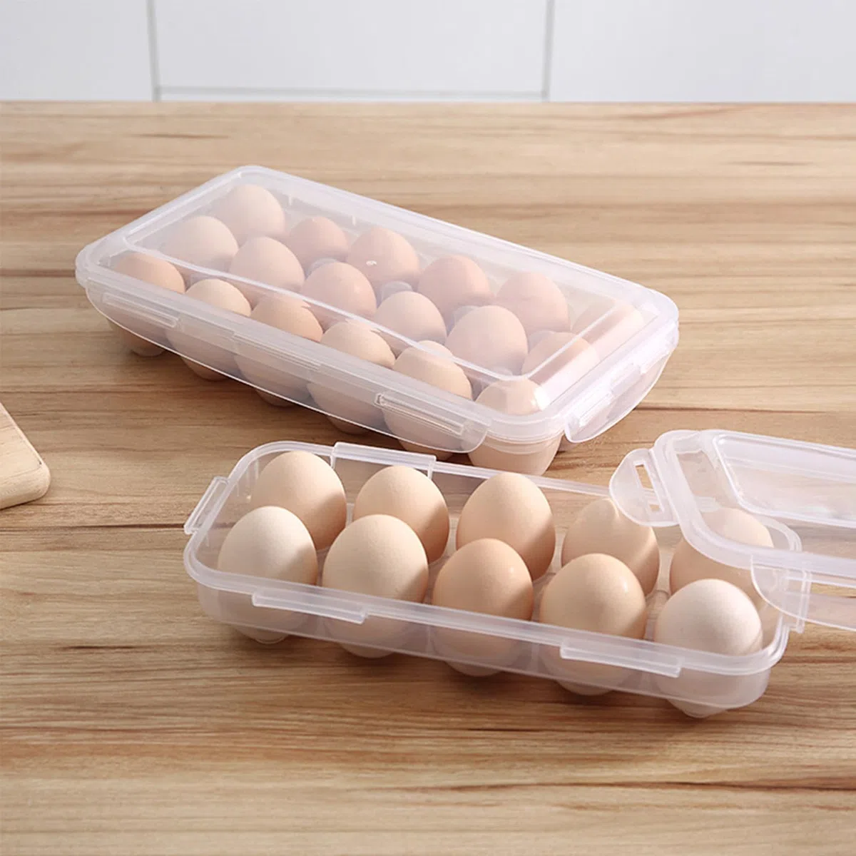 2 Pieza Caja de Huevos con Tapa, Huevos Transparente Portátil, Contenedor de Huevo, Huevera Nevera, para frigorífico, cocina, Picnic(10+18 Celdas)