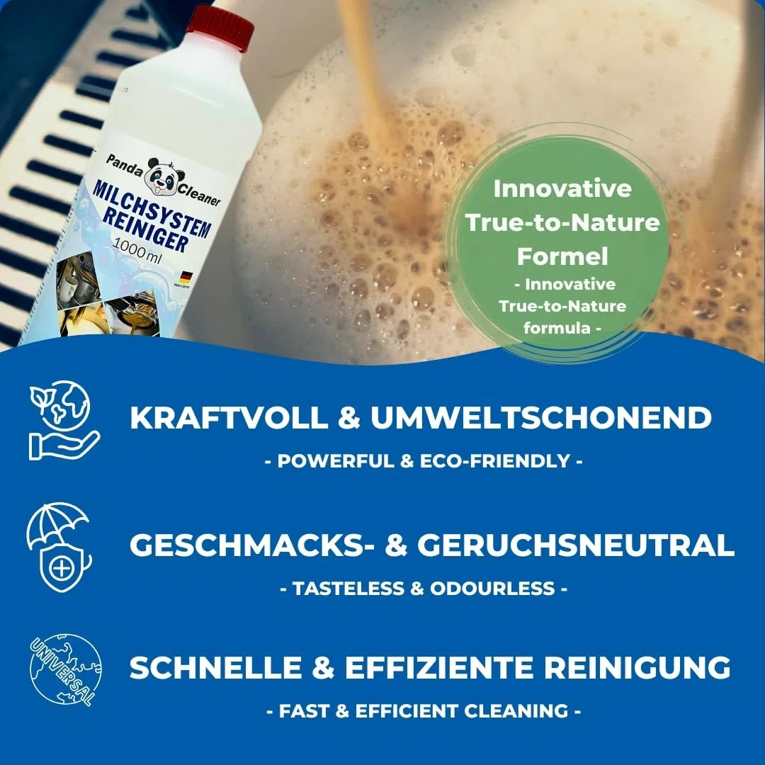 PandaCleaner limpiador del sistema de leche para máquinas de café totalmente automáticas - concentrado de 1000 ml para aparatos de todas las marcas - limpiador de espuma de leche para máquinas