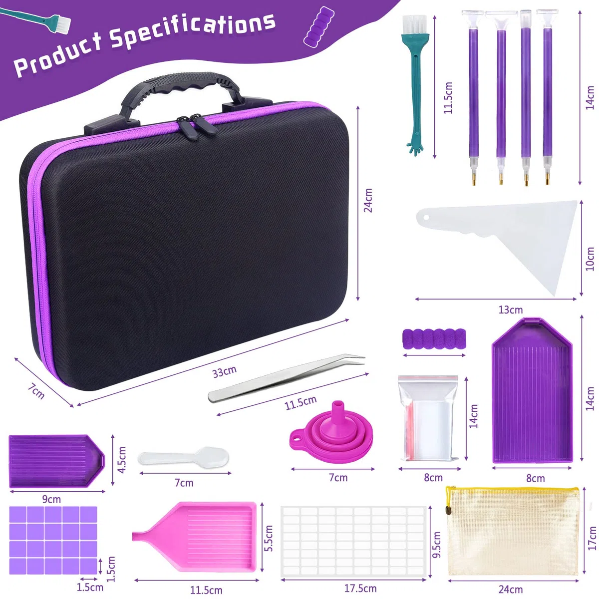Frasheng Contenedores de almacenamiento de pintura de diamante 5D, 60 ranuras, Organizador Portátil, EVA, para Joyas, Manicura de Uñas
