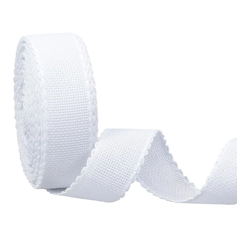 BENECREAT Banda Aida de 13.5 m X 3.5cm con Borde Blanco, Tela de Punto de Cruz para Bordar, Costura, Marcapáginas, Manualidades de Bricolaje, 0.7mm de Espesor