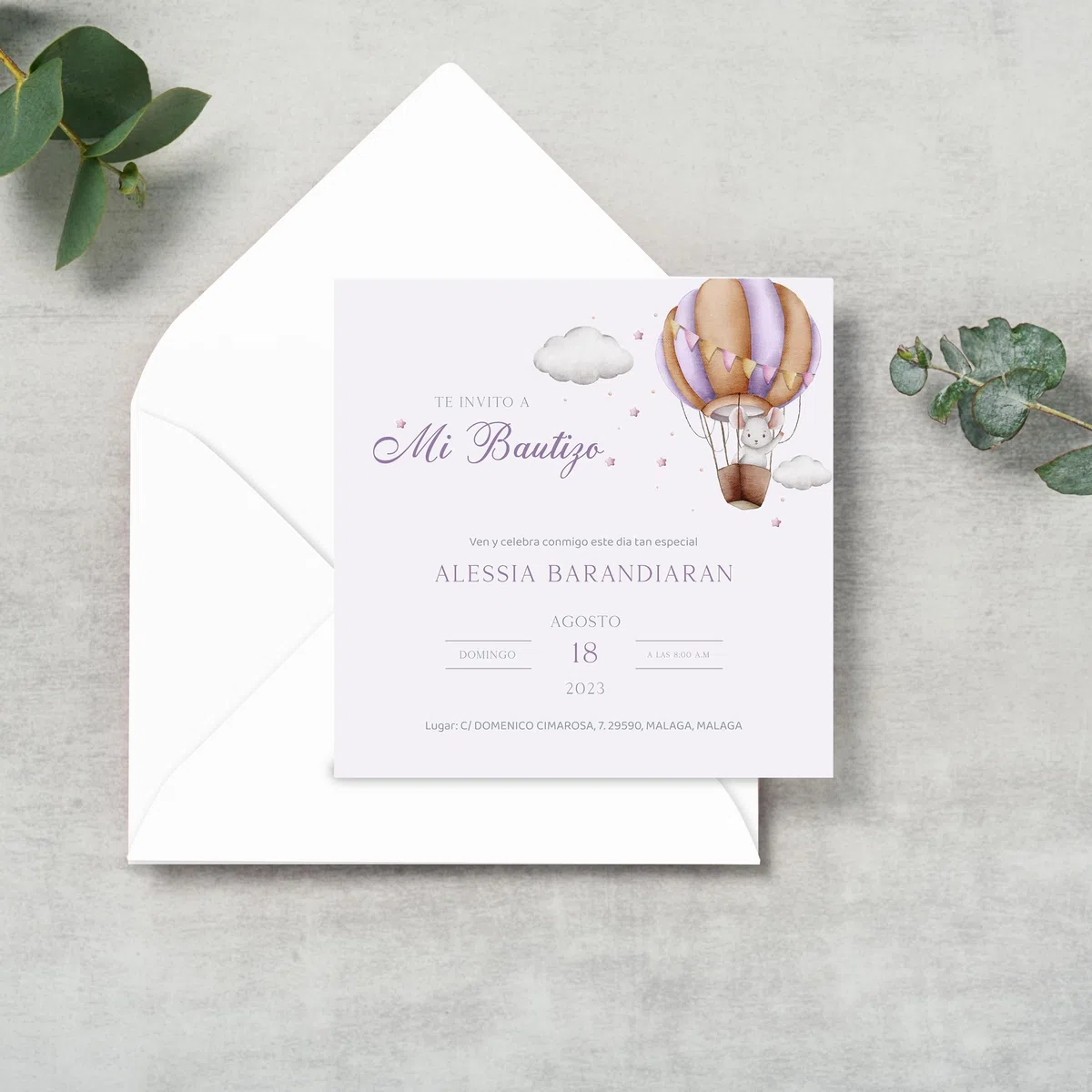 Invitaciones Personalizadas y Recordatorios Bautizo Niño y Niña de 15x15cm | Personaliza Nombre, Fecha y Texto | Tarjeta para Invitados - Elige entre 4 Modelos (Modelo 3)