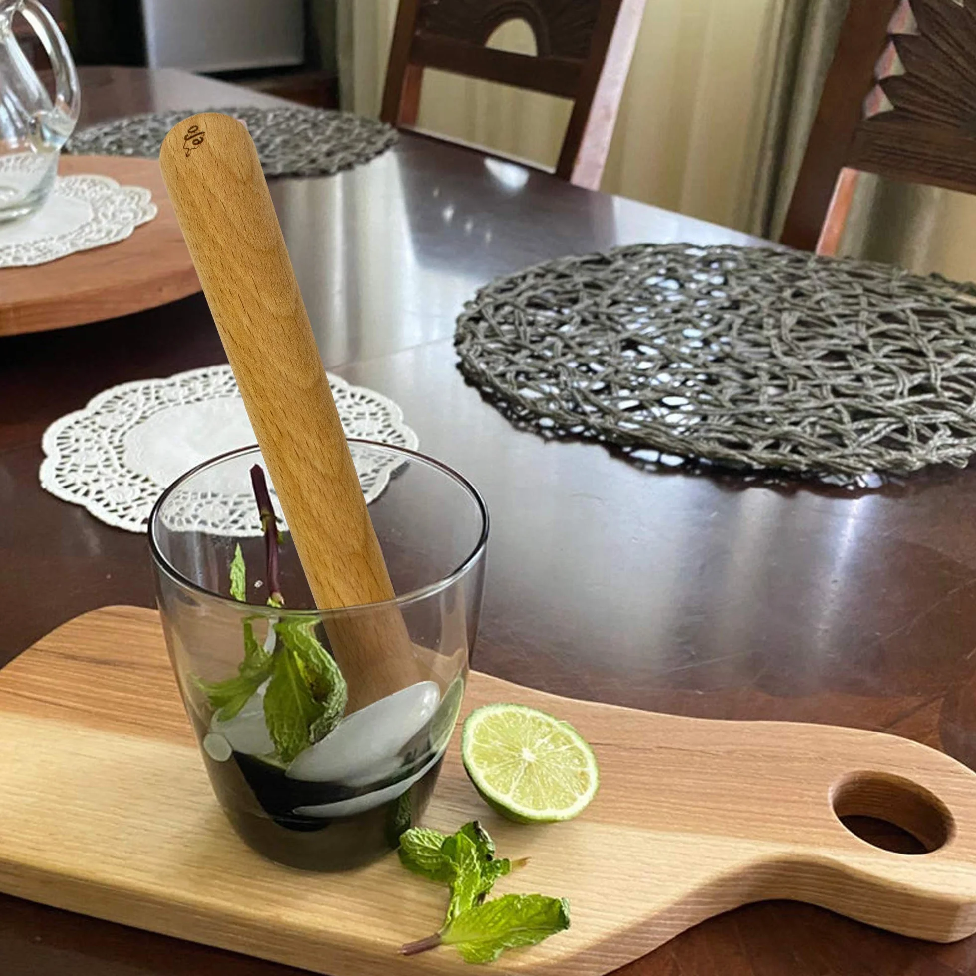 efo Mortero de madera para cócteles – Trituradora de hielo de madera duradera – Elegant herramienta de barra de mortero Mojito – Mortero para cócteles – Herramienta de cocina para ajo aguacate hierbas
