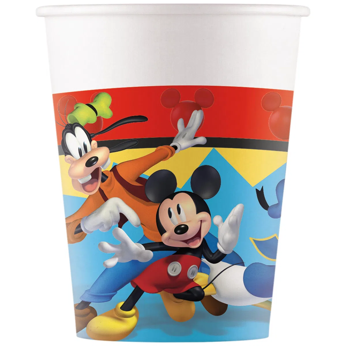 Procos - Decoración de cumpleaños Mickey Mouse Jump Into Fun, 52 piezas, platos de cartón, vasos y servilletas para cumpleaños infantiles, vajilla de fiesta