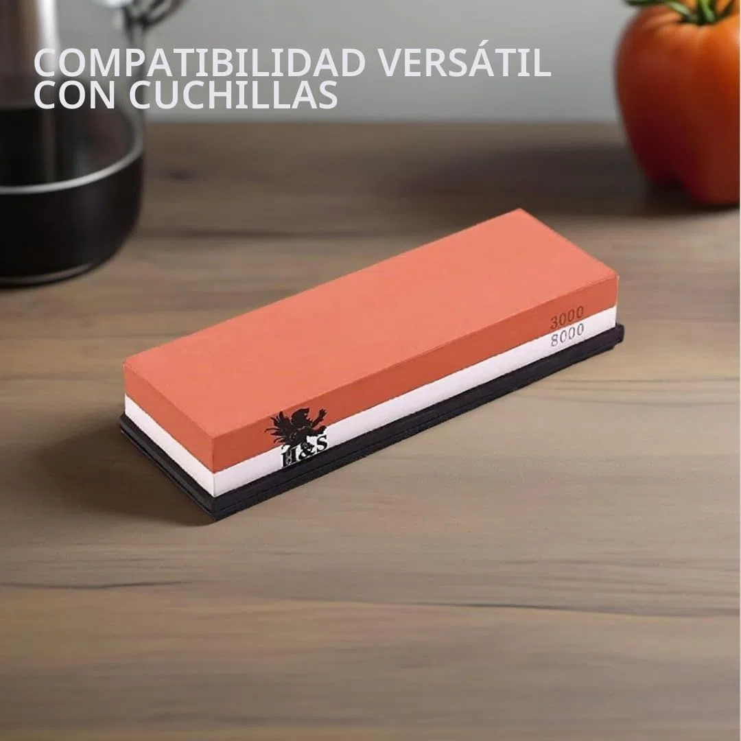 H&S. Afilador profesional de piedra de afilar con base de soporte de goma Grit 3000/8000