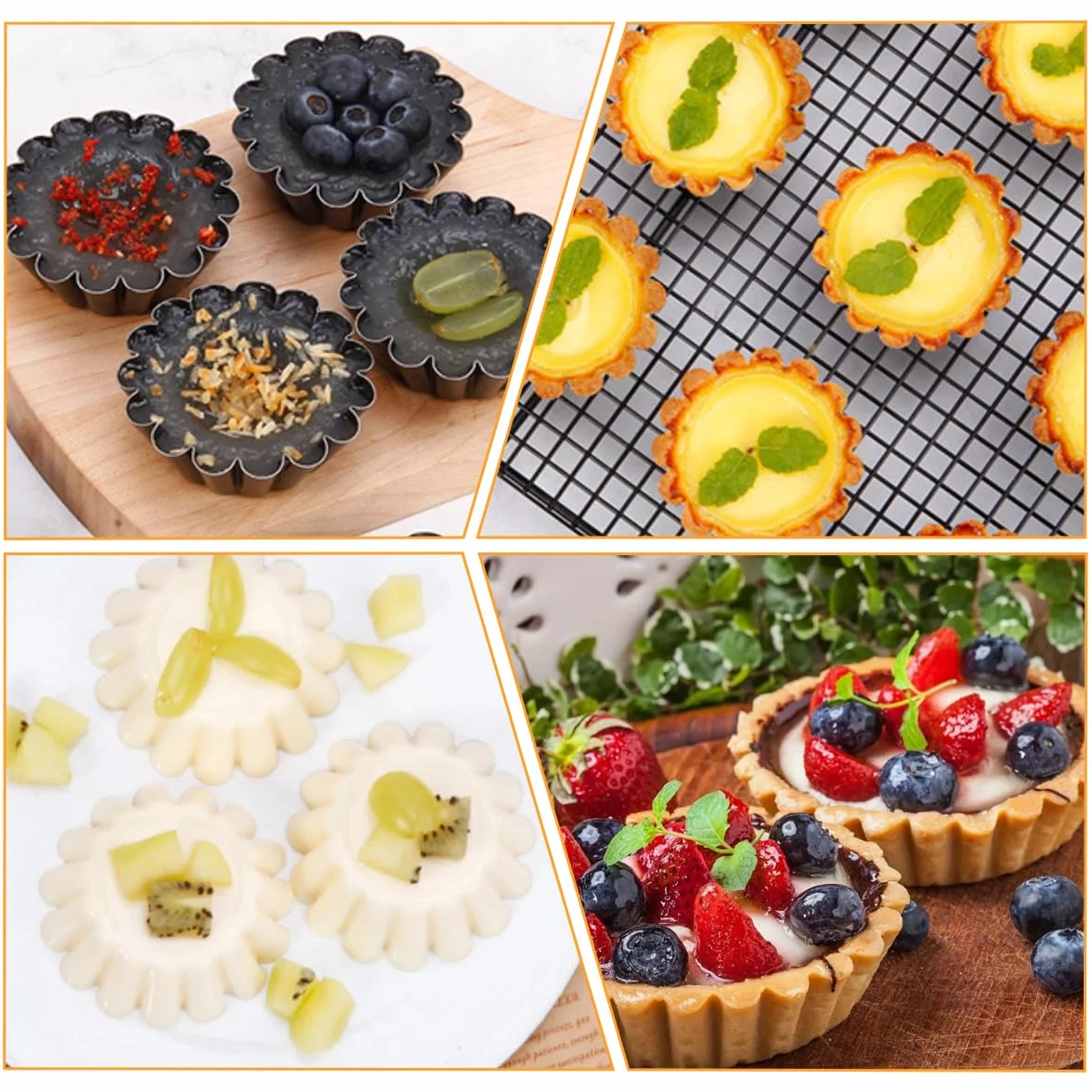 20 Piezas 6 x 2,5cm Moldes para Tartaletas Individuales, Moldes Mini Tartaletas de Acero Carbono, Acero Inoxidable Molde de Tartaleta de Huevo, Moldes para Tartaletas de Huevo, para Pasteles, Tartas