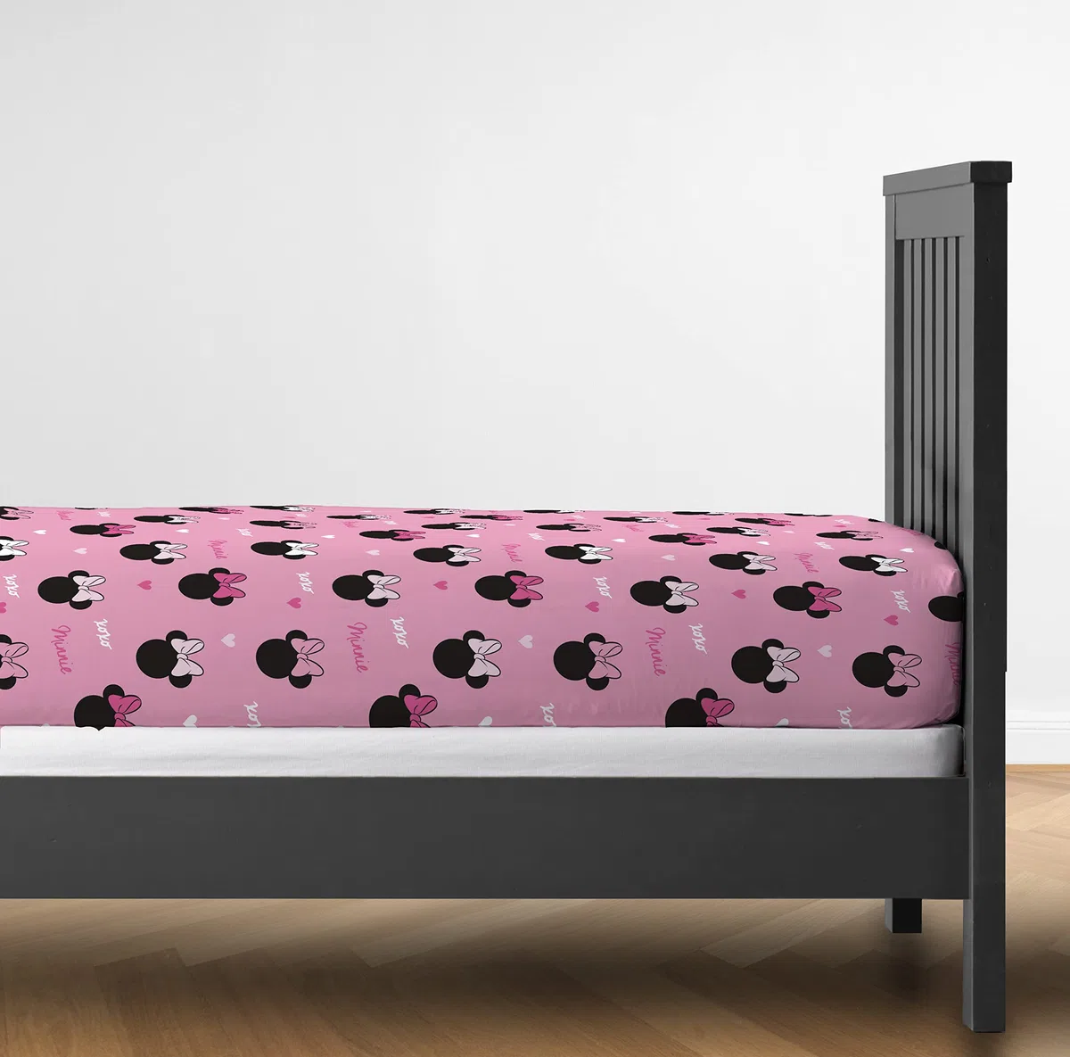Jay Franco Disney Minnie Hearts & Love Sábana Bajera 100% algodón 90 x 200 cm Talla única