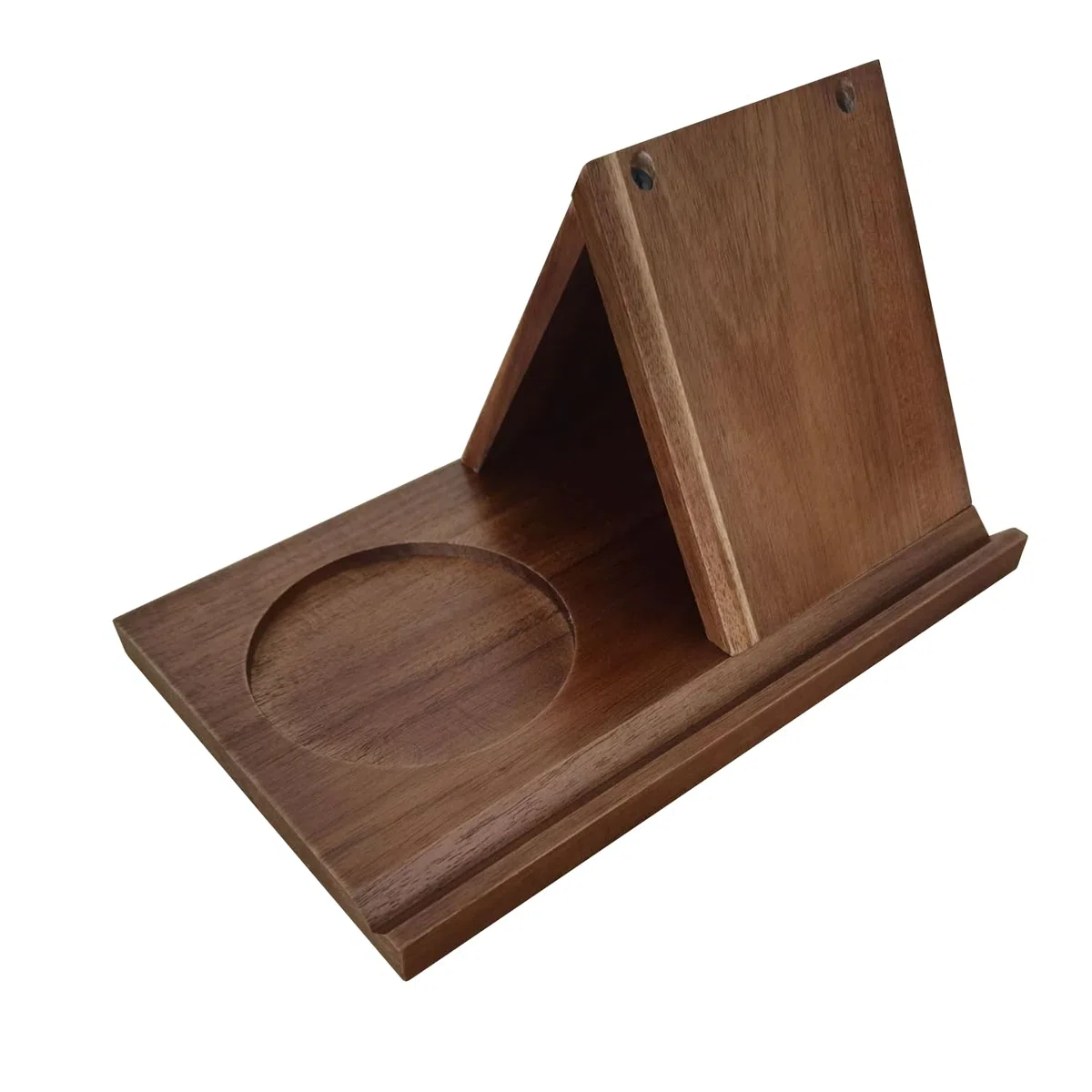 Pequeña estantería de lectura triangular de madera corta premium simple soporte para libros con bandeja para mesita de noche, oficina, escritorio, biblioteca o decoración de mesa, regalos para los