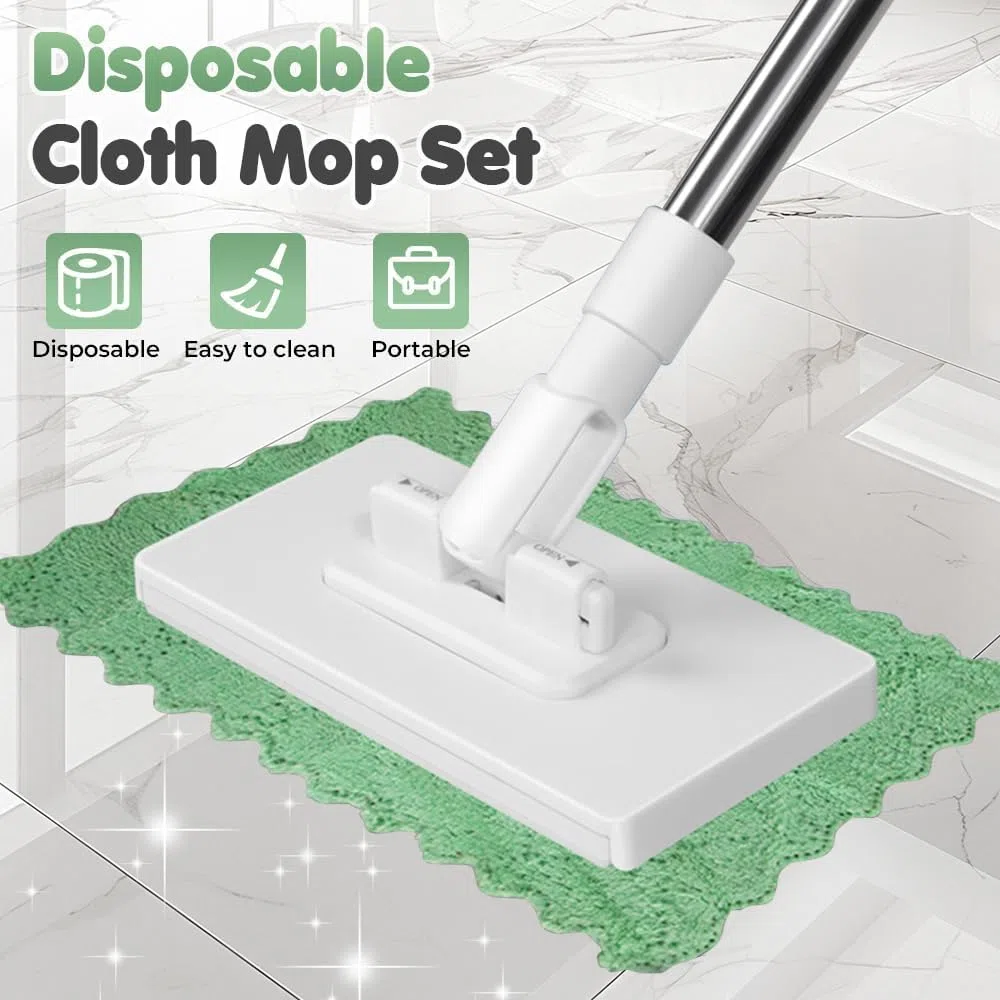 Mopa perezosa y fregona llena SWEEPI – Sistema de limpieza de la mopa perezosa, mango de presión, diseño de mini mopa, fregona completa funcional para espacios estrechos y superficies altas