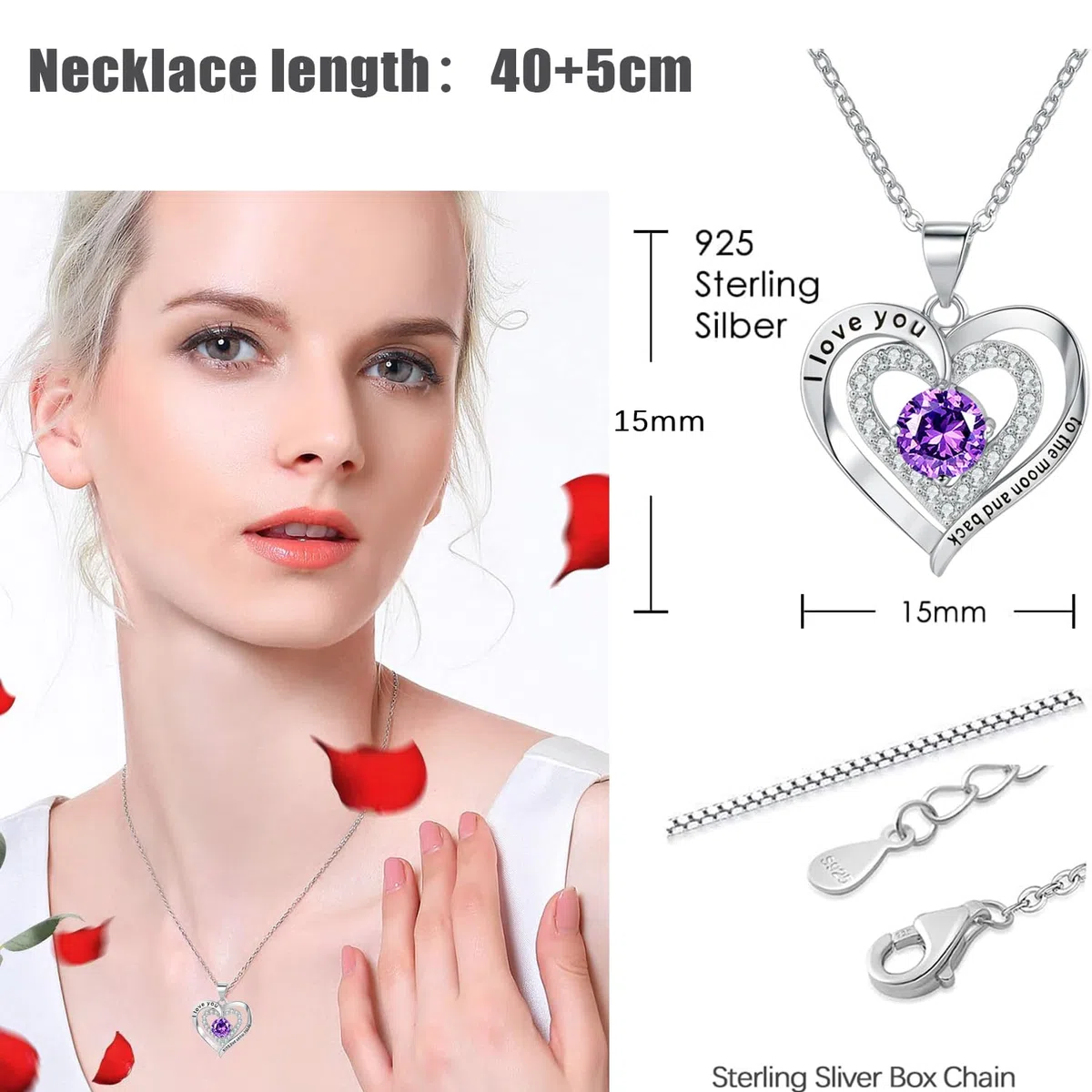 Rosa Eterna morado Regalos para Mama Caja Rosa Real Preservada Navidad con Collar para Madres Cumpleaños Regalos para el Día de la Madre Regalo para Mamá,Mejor Madre del Mundo