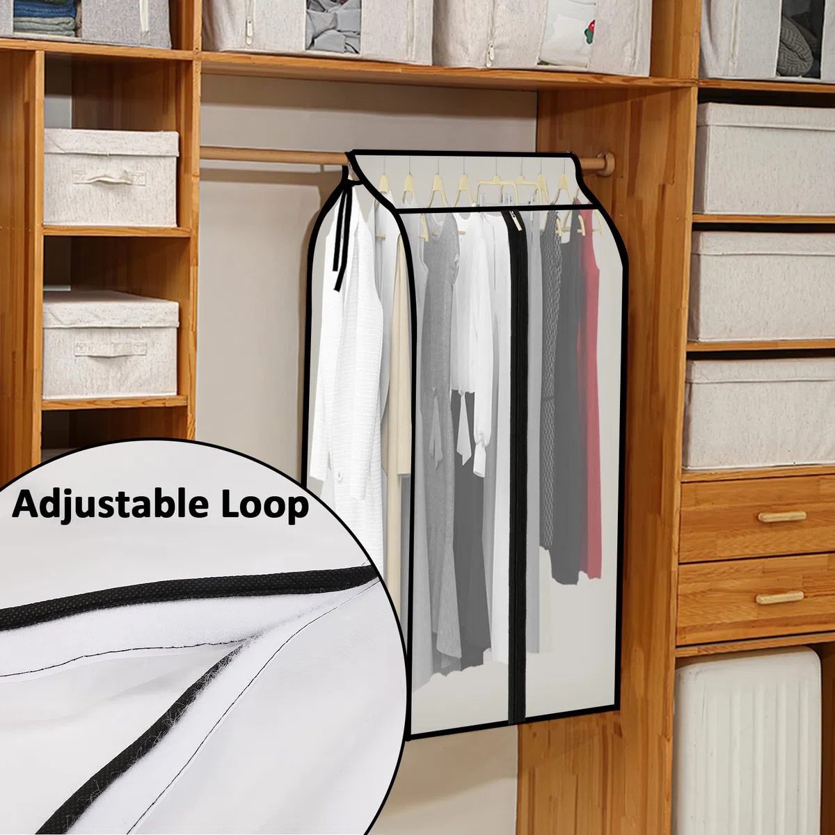 2Piezas Fundas de Ropa, 60x90cm, 60x120cm Bolsa de Traje Transparente Bolsas de Ropa, Funda Perchero Burro Repelente al Agua Protege del Antihumedad Cubierta de Polvo de Ropa para Trajes Abrigos