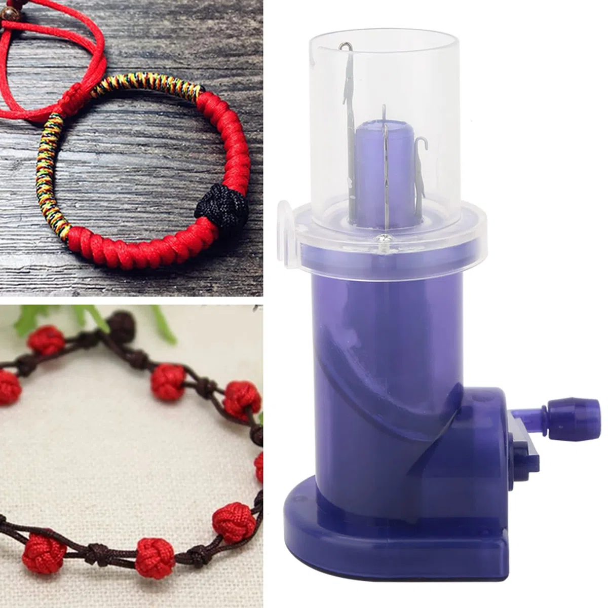 Oumefar 1 Juego de Bricolaje para el hogar, tejedora de Carrete Manual, máquina de Tejer operada a Mano para Herramienta de Tejido de Pulsera Artesanal