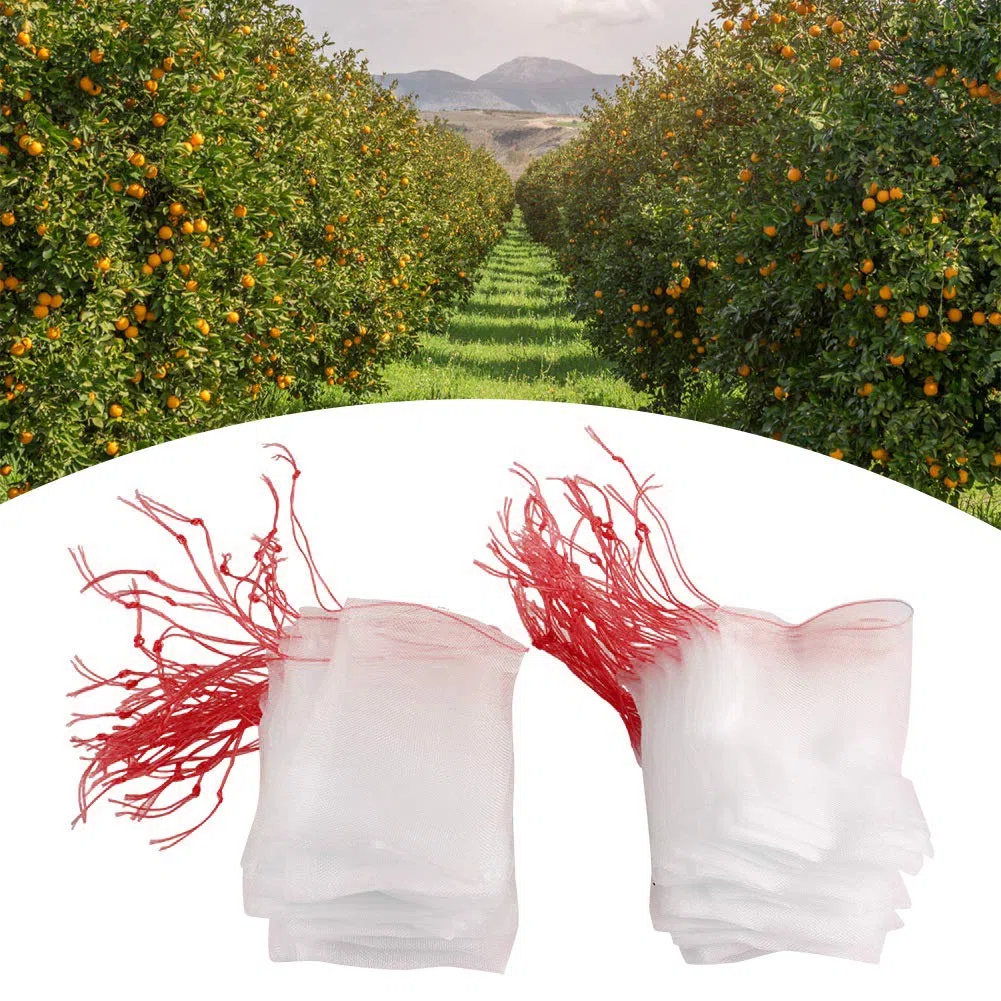 100 UNIDS Bolsas De Malla De Protección De Nylon Ver a Través De Bolsas Reutilizables De Protección De Frutas y Verduras De Jardín Uso Múltiple Bolsas De Almacenamiento con Cordón para Verduras