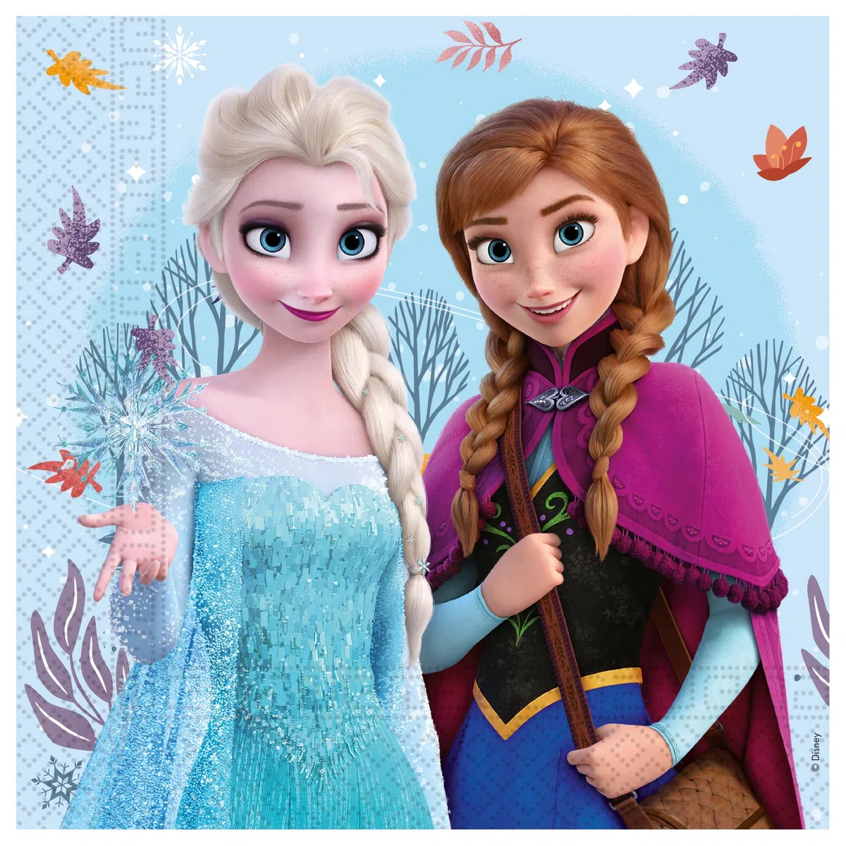 Procos - Decoración de cumpleaños Frozen Idyllic Wonder, 52 piezas, platos de cartón, vasos y servilletas para fiestas infantiles, vajilla de fiesta