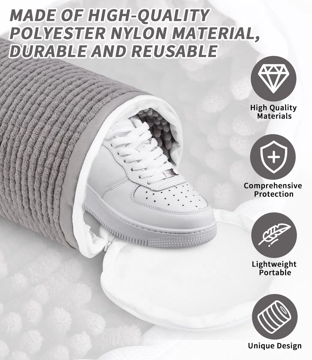 Bixury Bolsa Lavadora Zapatillas, 2 Piezas Bolsa Para Lavar Zapatillas en Lavadora, Bolsas Para Lavar Zapatos Protege los Zapatos e los Daños, con pelusa de limpieza a 360°