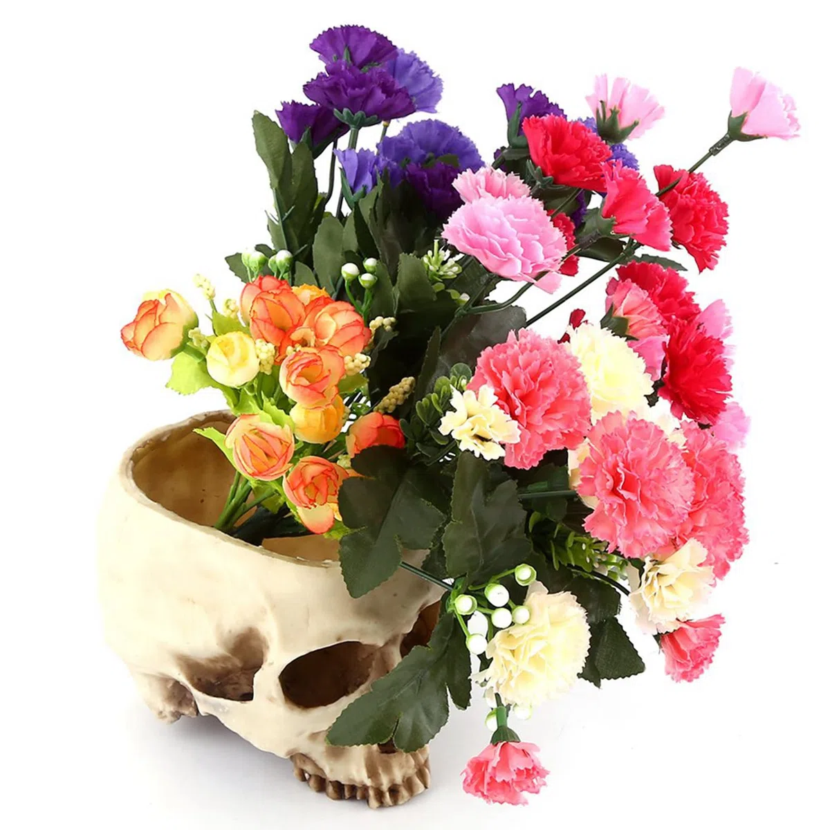 Cabeza de Calavera de Resina, Cabeza de Calavera de Resina Artificial, Cabeza de Calavera Humana Realista, Modelo de Hueso, Cabeza de Resina Moderna con Forma de Calavera, Maceta, Maceta, Contenedor,