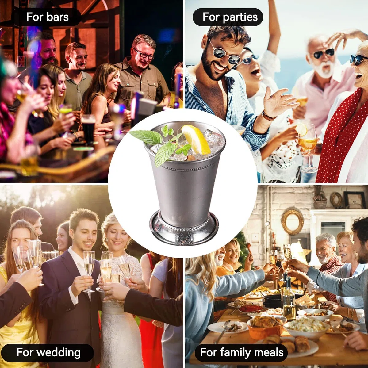 Vaso de menta Julep, mini vasos de acero inoxidable con cuentas de menta, Copas de Cóctel, Taza de Mula de Moscú para bebidas mixtas Cerveza de fiesta 400 ml