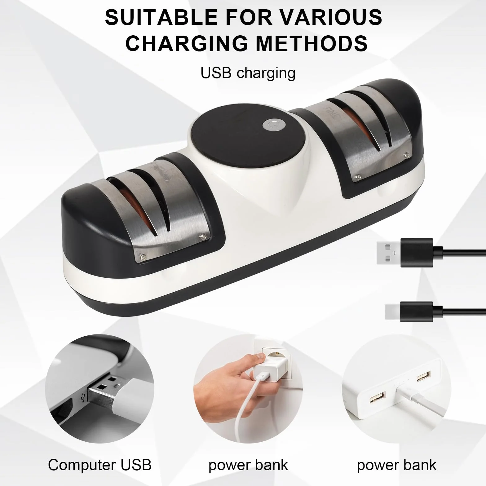 Colexy Afilador de Cuchillos Eléctrico, Afilador Cuchillos Eléctrico Profesional de Diamante, Guías Precisas, para Cuchillos de Cocina Cuchillos de Hoja Recta Cuchillos de Cerámica