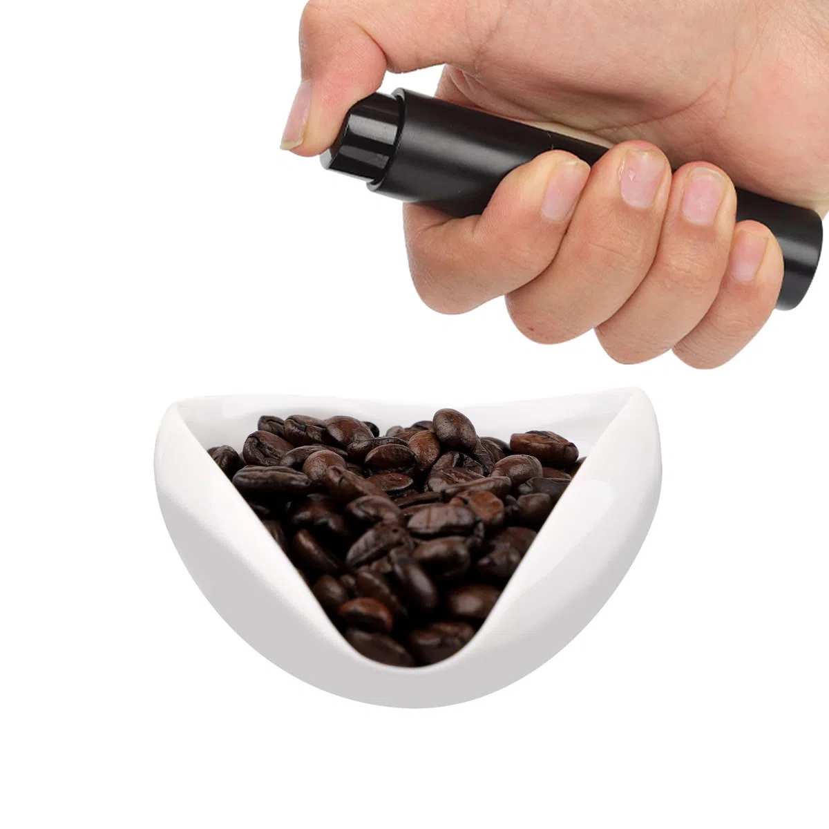 2uds Tazas Dosificadoras de Café con Botella Pulverizadora, Bandeja Dosificadora Granos Café de Cerámica y Rociador para Té Kit Accesorios para Recipiente Espresso Regalo para Amantes Café