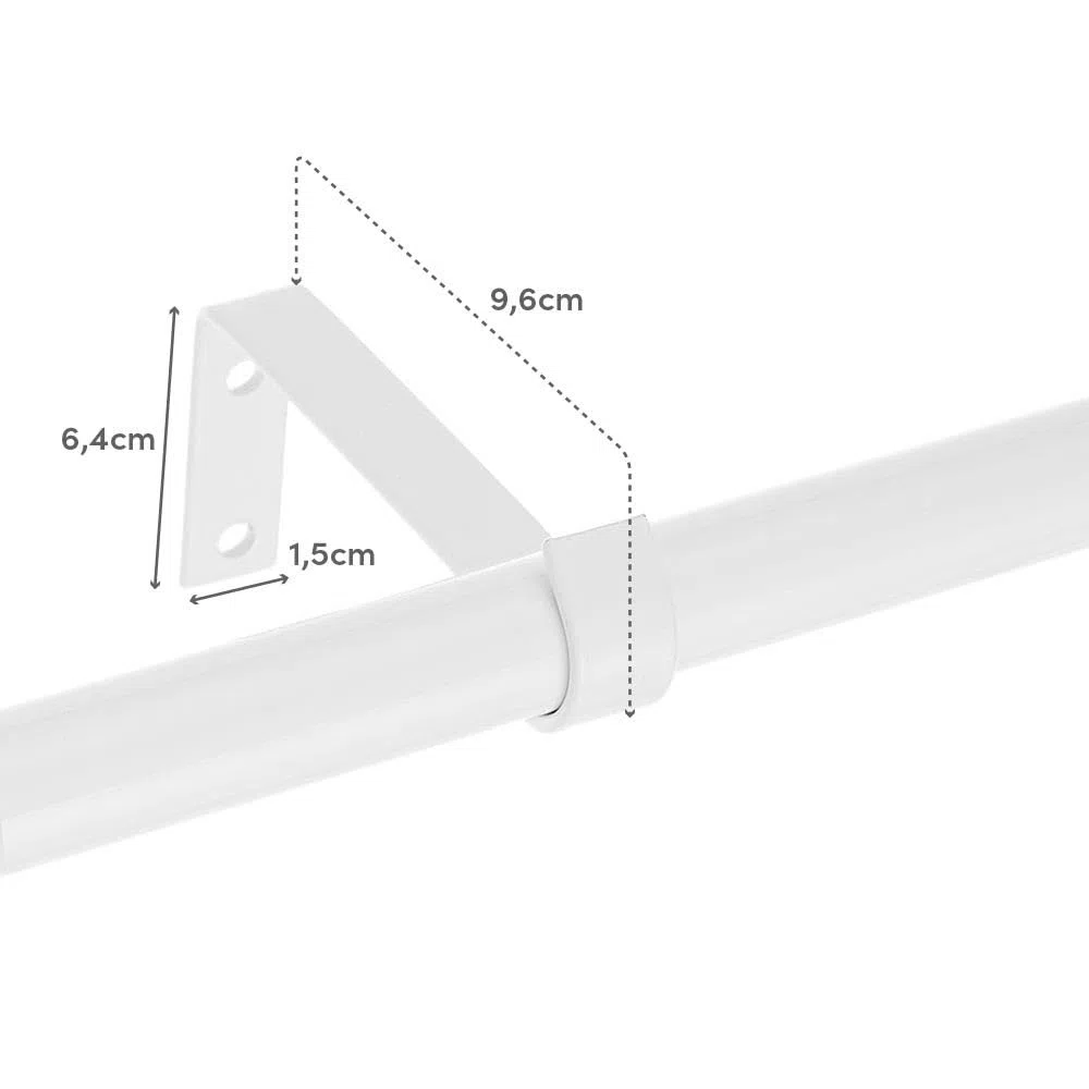LOLAhome - Set de Barra de Cortina Extensible Blanca de Metal, 120-210 cm con Escuadras y Terminales. Fácil instalación en Pared o Techo para Colgar visillos y Dar un Toque de Elegancia.