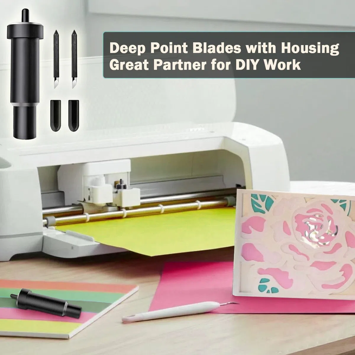 Explora la hoja de corte profundo y la carcasa para Cricut Maker, hoja de punta profunda de repuesto Niantime compatible con Explore Air2/Air3/Maker/Maker 3 máquinas de corte (2 cuchillas de corte