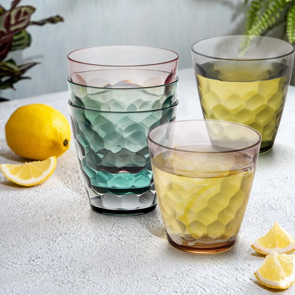 Lawei 12 vasos de agua de plástico, vasos de plástico de 300 ml, vasos reutilizables para cena, hogar, fiesta de cumpleaños