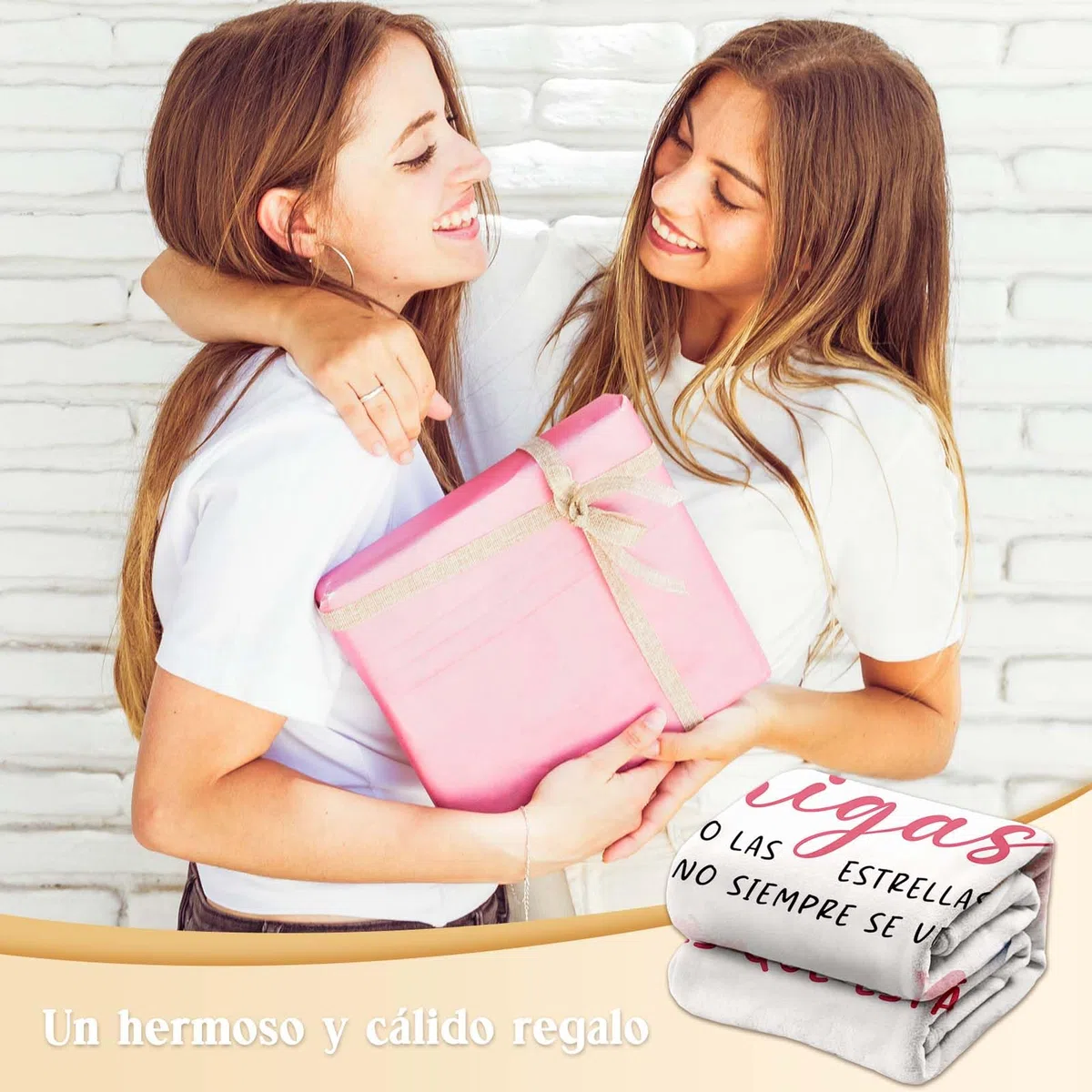 CheriGift Blanco Regalo Amigas Originales, Franela Manta, Regalo Amigas Cumpleaños, Regalo Navidad San Valentín Día de la Mujer 157x132cm