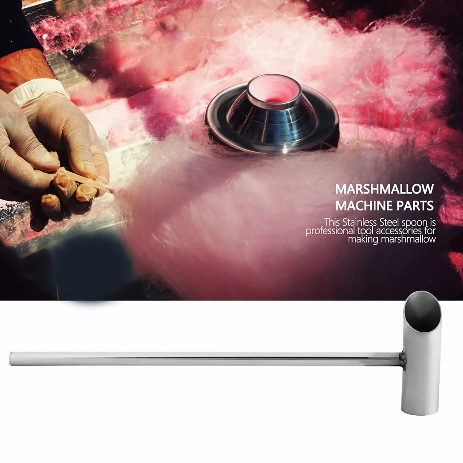 Cuchara para Máquina de Algodón de Azúcar 29 cm Cuchara de Acero Inoxidable para Algodón de Azúcar Accesorio para Máquina de Algodón de Azúcar Pieza de Repuesto para Máquinas de Algodón de Azúcar