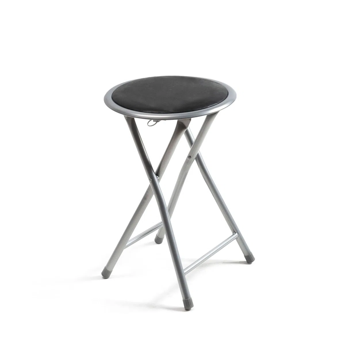 THE SECRET HOME - Taburetes Plegables de Aluminio - Silla de Metal y Asiento Acolchado - Ideal para Cocina, Terraza, Cámping, Oficina - Diámetro 30 x Alto 45 cm (1, Negro, Ø30x45 cm)