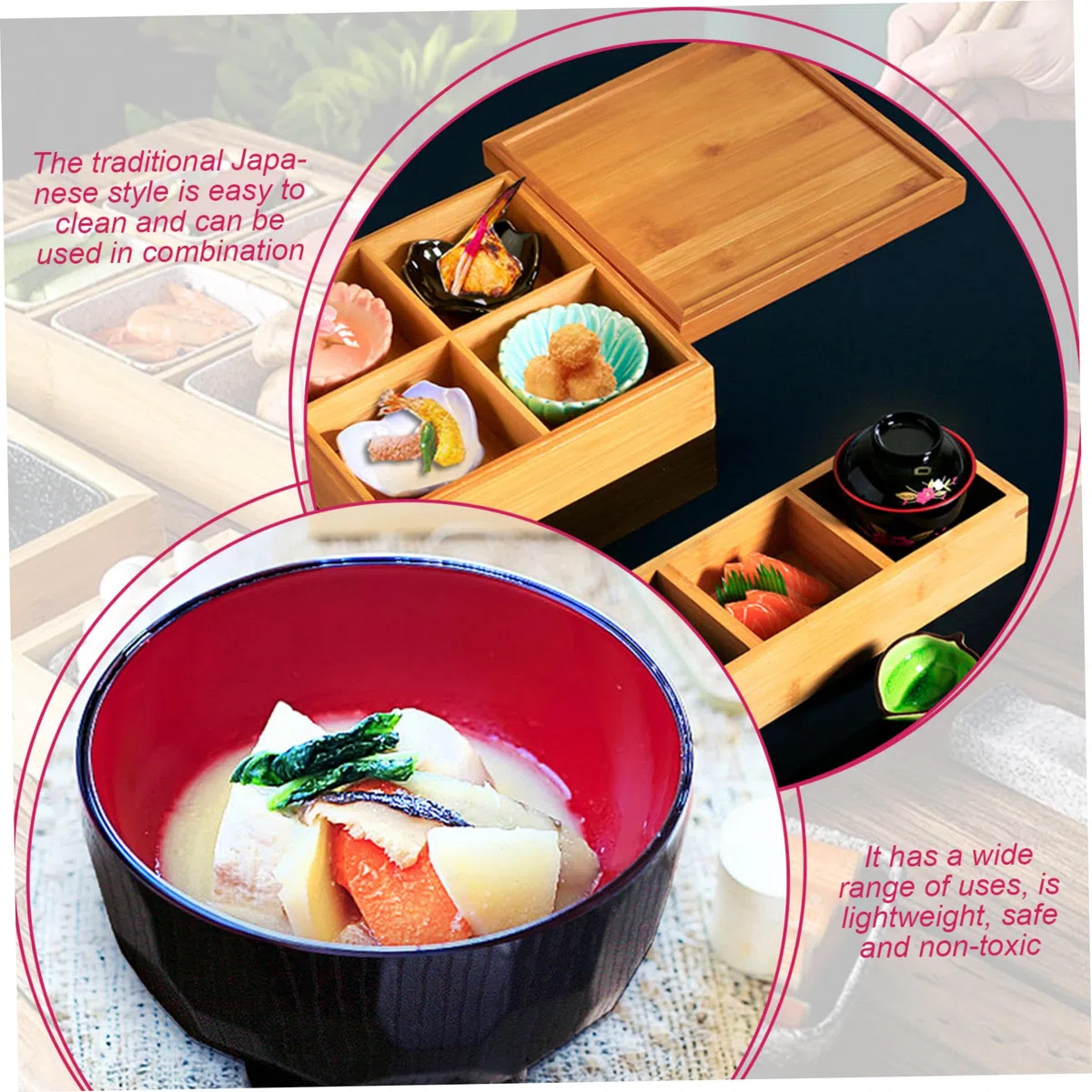 2 tazones de sopa de miso 2 tazones japoneses de plástico con tapa utensilios de cocina coreanos de 9, 4x9, 4 cm.