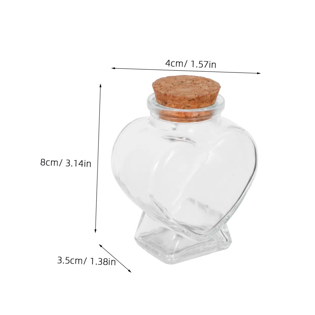 INOOMP Juego de 4 Botellas Deseos Transparentes Forma de Corazón de Vidrio y Tapón de Madera, Fáciles de Transportar Decoración DIY