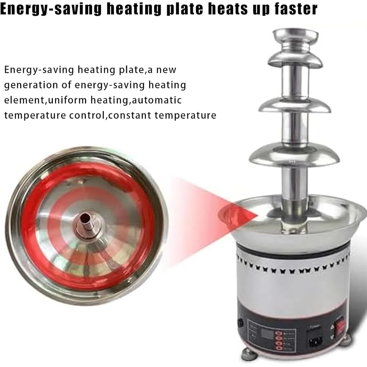 Máquina de fuente de chocolate, fuente de fusión eléctrica de 4/5/6 niveles con temperatura ajustable, cascada de fondue de acero inoxidable para fiestas, restaurantes y bodas