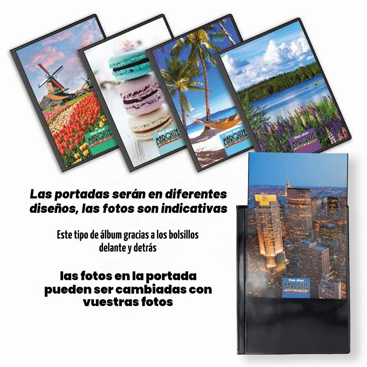 Juego de 3 álbumes de fotos para ahorrar espacio, con tapa blanda, personalizable, álbum de fotos de 15 x 20 cm, 15 x 21 cm, con 18 bolsillos ultra transparentes, capacidad para 36 fotos, 3 unidades