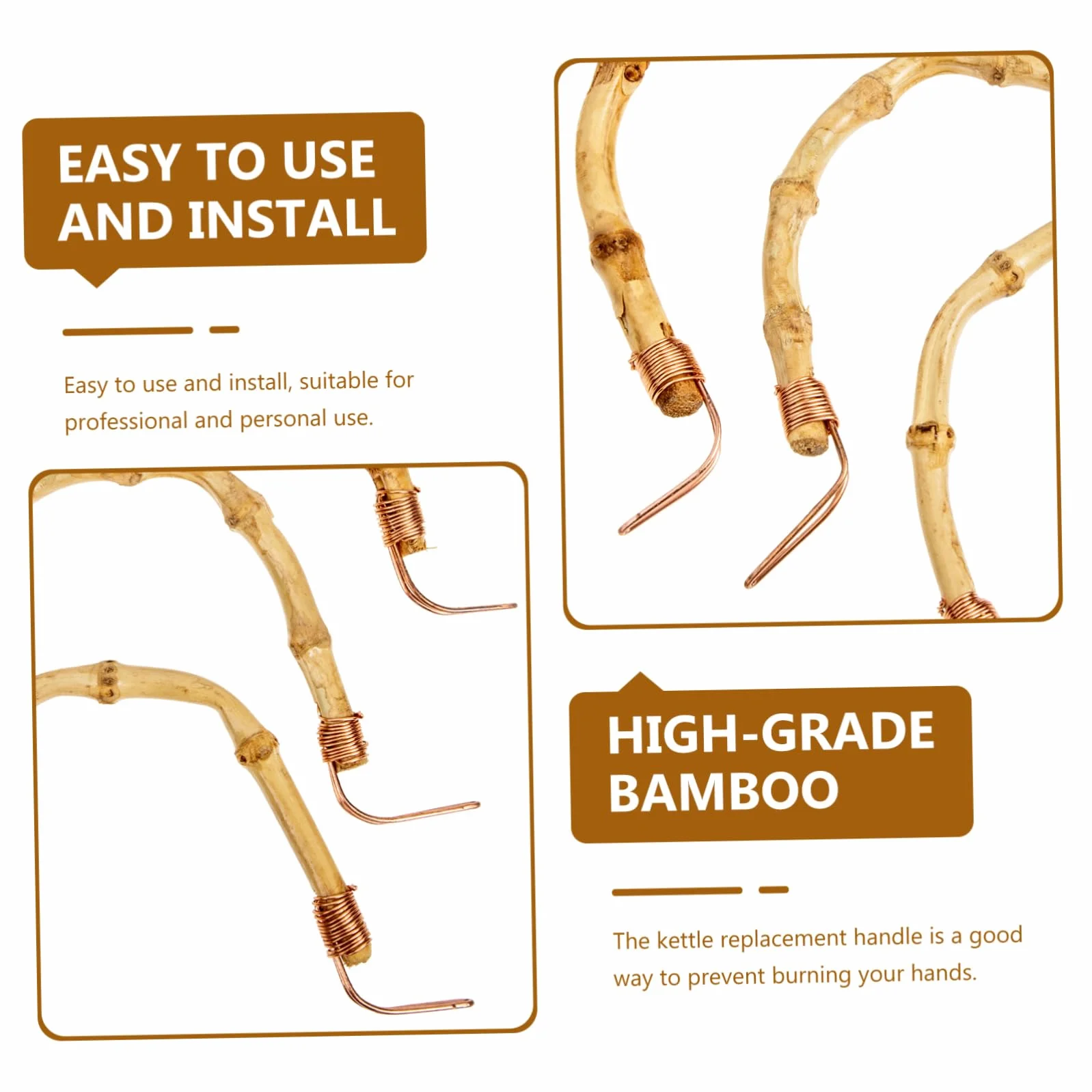 Alipis Accesorios Fáciles de Instalar y Usar para Tetera y Hervidor 4 Piezas de Mango de Bambú para Uso Profesional y Personal en Cocina