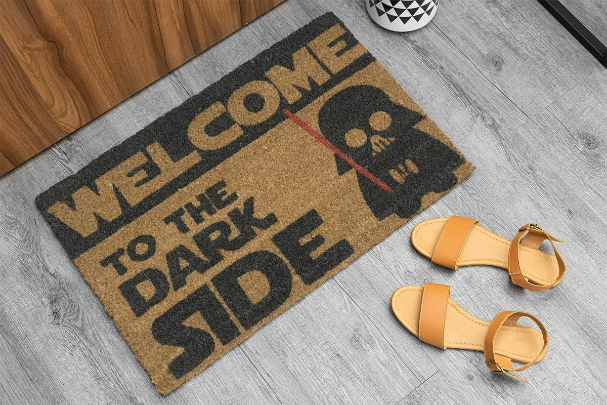 koko doormats Felpudo Entrada Casa Original de Coco Natural “Welcome to The Dark Side” | Alfombra de Entrada Antideslizante para Exterior e Interior | 60x40 cm | Diseño Divertido y Friki | Base PVC