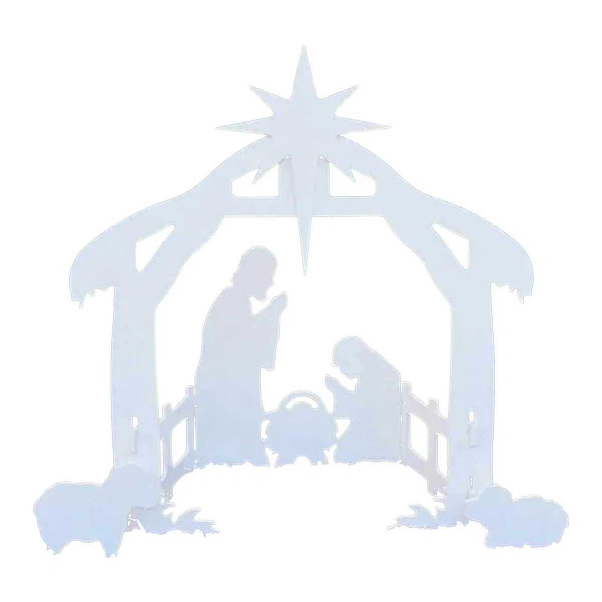 Holy Night - Juego de belén de Navidad al aire libre, juego de belén de plástico blanco, decoración navideña, 19.6 x 17.3 x 10.6 pulgadas