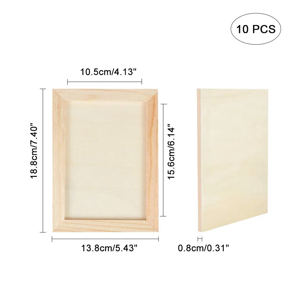 OLYCRAFT 10 piezas paneles de lona de madera 5 paneles de pintura de madera sin acabar, paneles de panel de fundición de pintura de madera para pintura, fabricación de arcilla, arte y artesanía