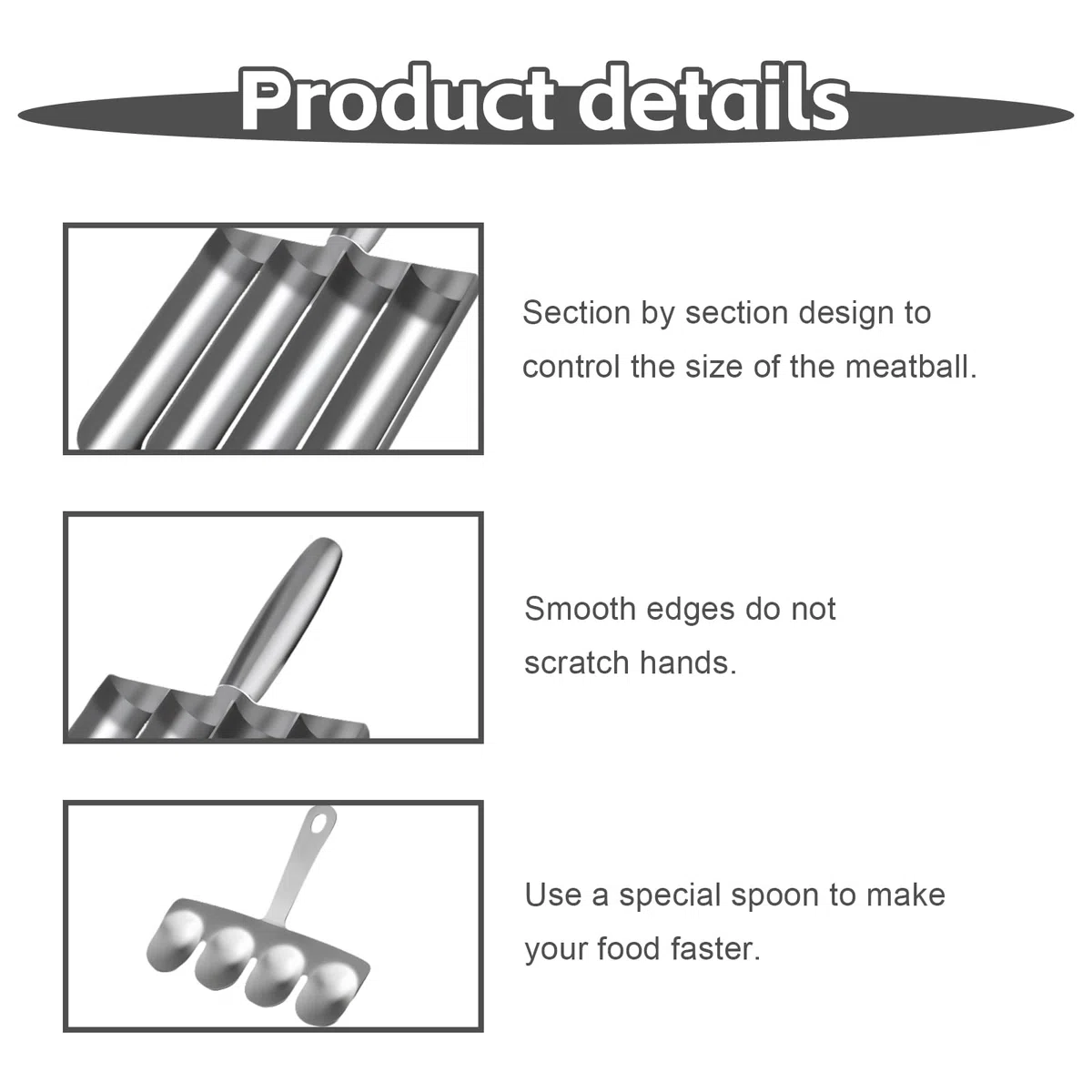 Fabricante de albóndigas con pala de corte, cocina 4 tubos Meatball Maker Acero inoxidable Manual albóndigas Manuales Herramientas de cocina para Cooping Rápido Albóndigas Bolas de pescado (4 tubos)