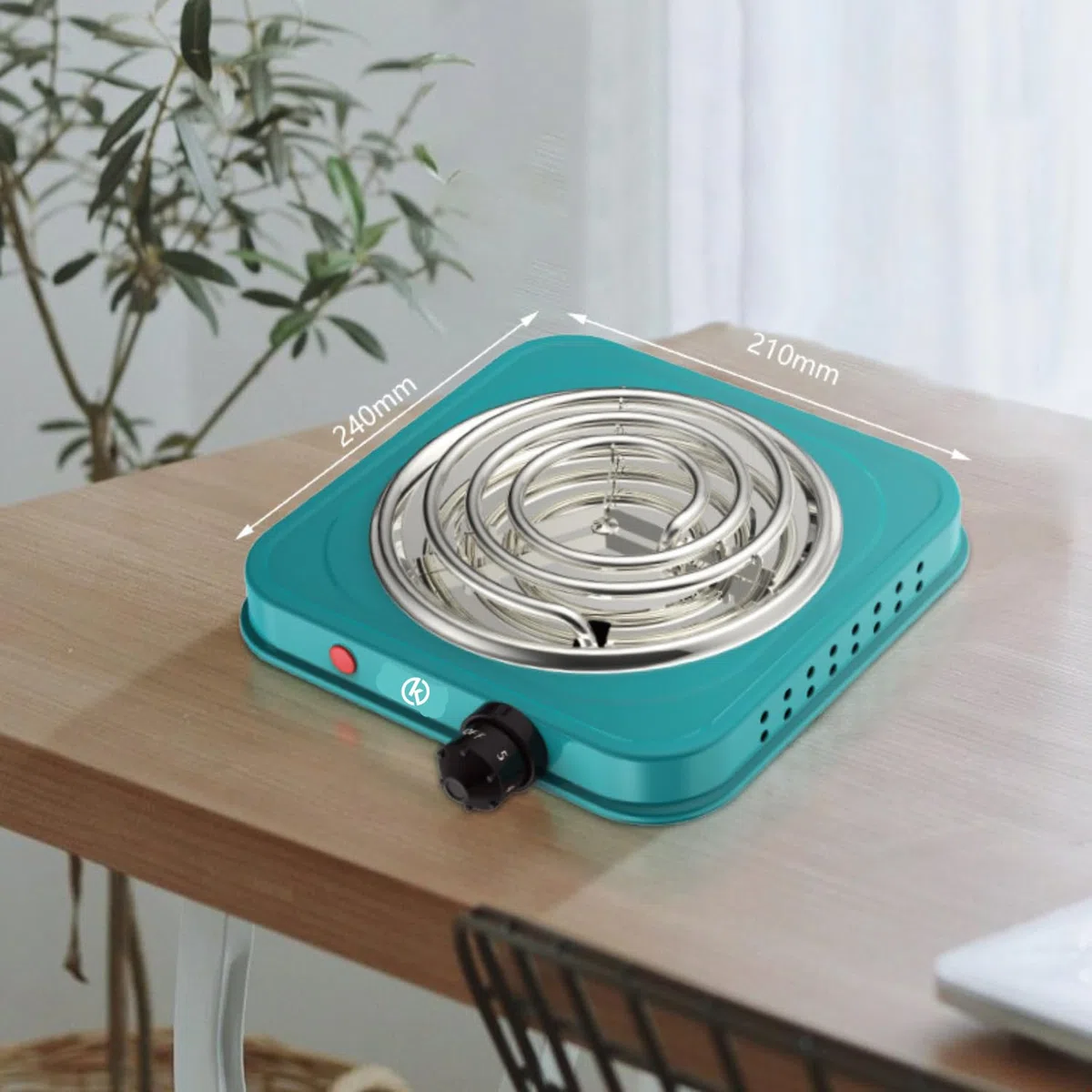 KROWN - Placa Eléctrica Portátil de 1000W, Estufa de Tubo Único en Acero Inoxidable con Control de Temperatura, Ideal para Cocinar en Casa