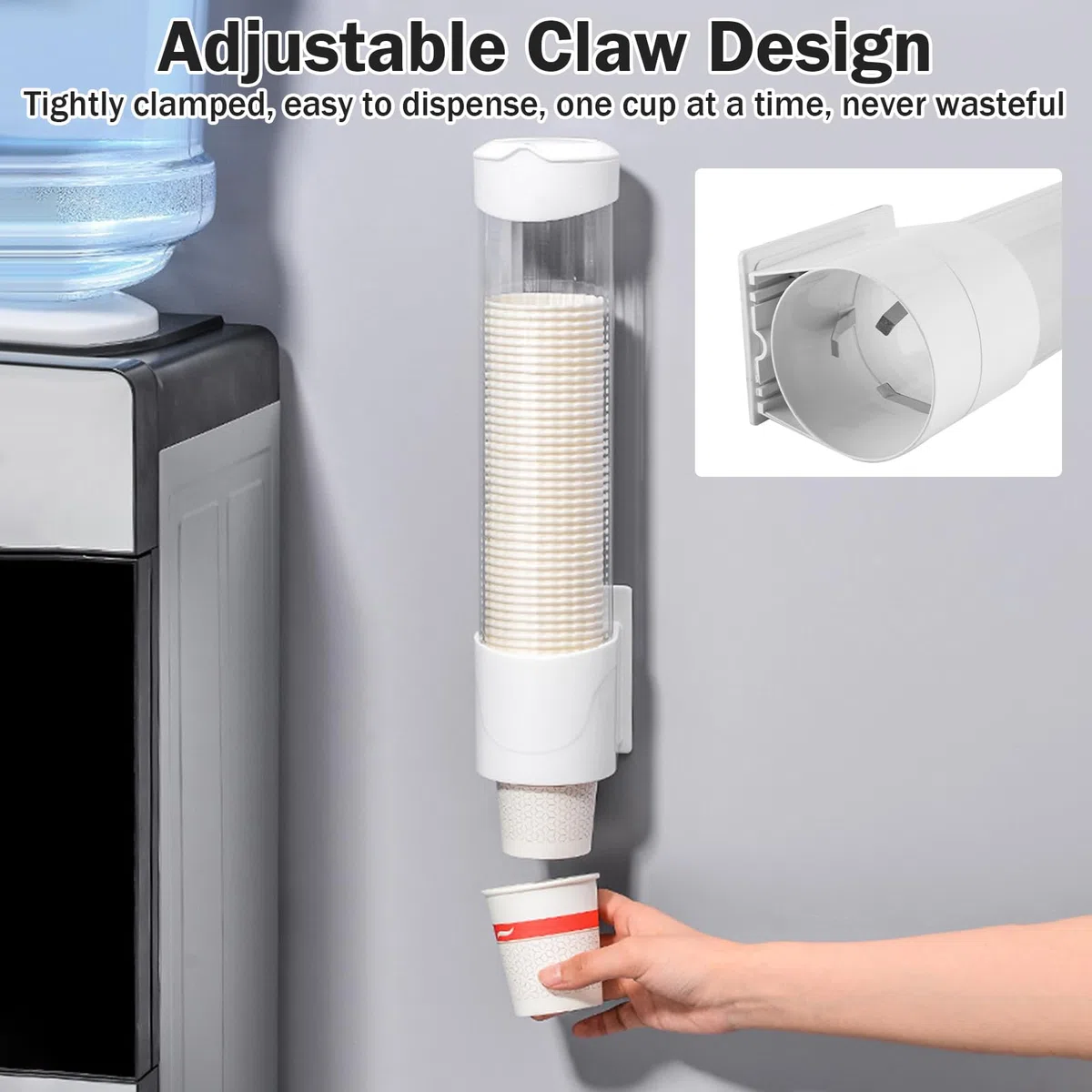 Dispensador de Taza de Papel, portavasos de plástico montado en la Pared Dispensador de Vasos de baño o Vasos de Papel Dispensador de Vasos de Hospital para Oficina en el hogar Montaje en Pared