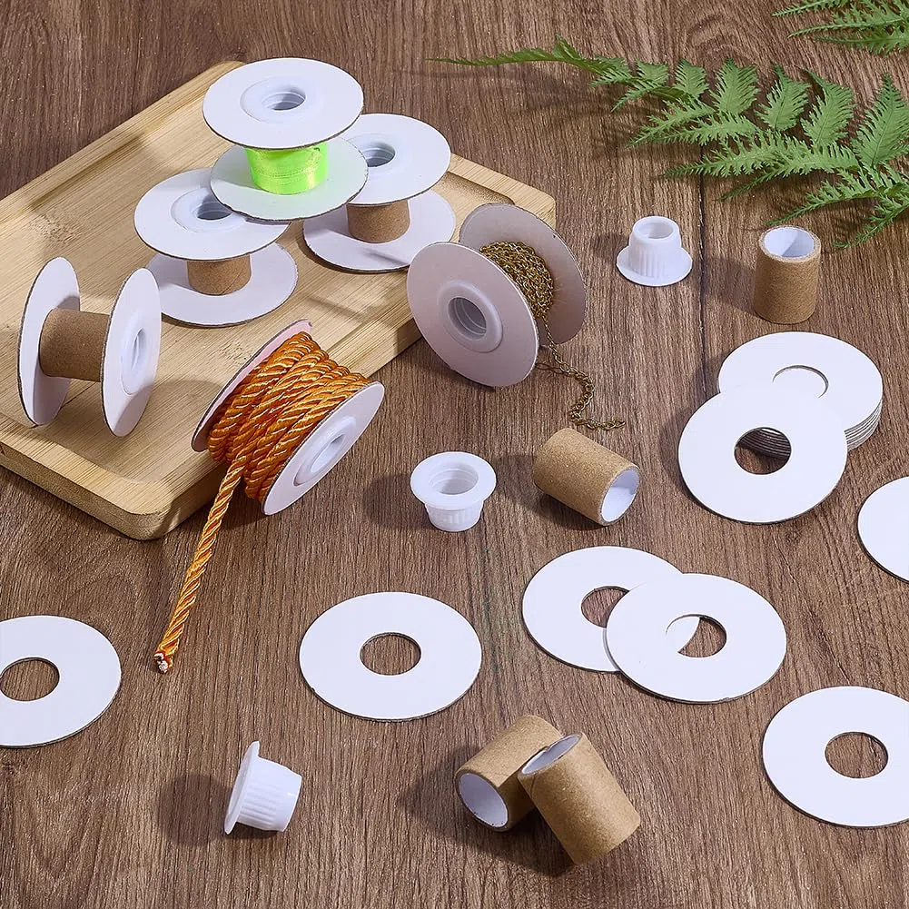 PH PandaHall 30 juegos de carretes de hilo de papel vacíos, carretes de cinta blanca, bobinas de alambre, bobinas de costura de papel, organizador de almacenamiento de cordón vacío extraíble para hilo