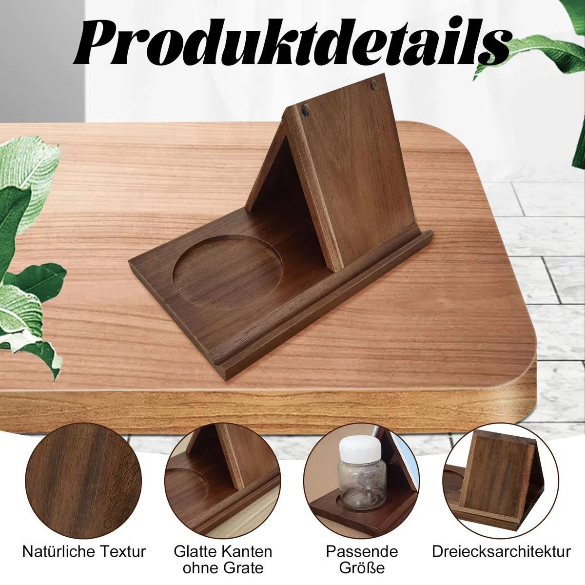 Pequeña estantería de lectura triangular de madera corta premium simple soporte para libros con bandeja para mesita de noche, oficina, escritorio, biblioteca o decoración de mesa, regalos para los