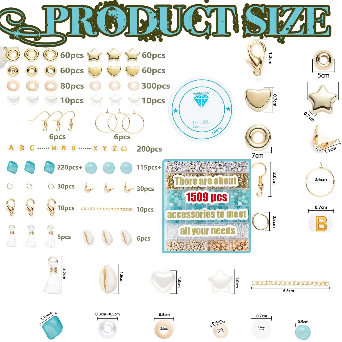 Abalorios Para Hacer Pulseras, 1500 Piezas Cuentas Para Pulseras, Kit Pulseras, Bolitas Para Hacer Pulseras, Abalorios Para NiñOs Y Adultos En Navidad, Fiestas, Recompensass (Azul)