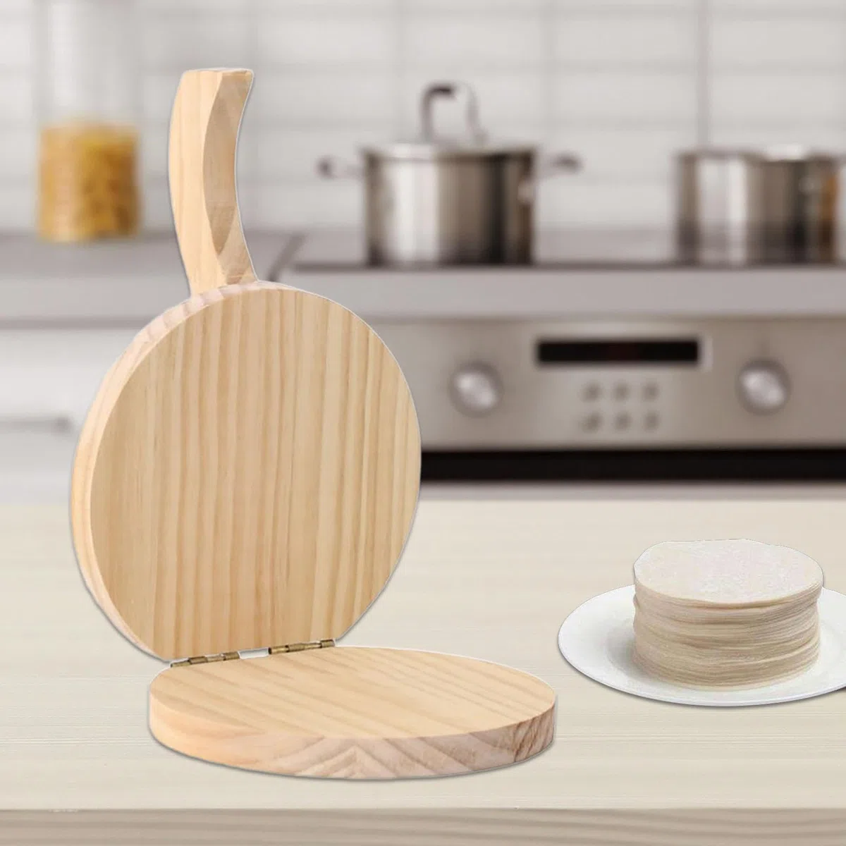 rockible Prensa de Tortilla de madera, prensador de Tortillera mexicana, prensador ergonómico fácil de usar, utensilios de cocina para pastelería, raviolis