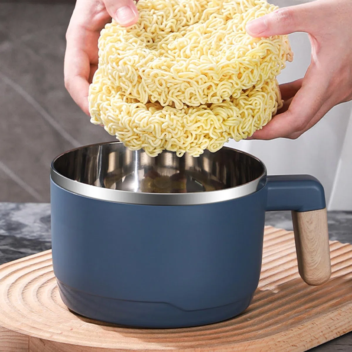 Ramenschüssel Instant, Rostfreier Stahl 1000ML Doppelt Isolierter Sellado Nudelschale mit Deckel, Auslaufsicher, Japanische Sopenschüssel (#A)