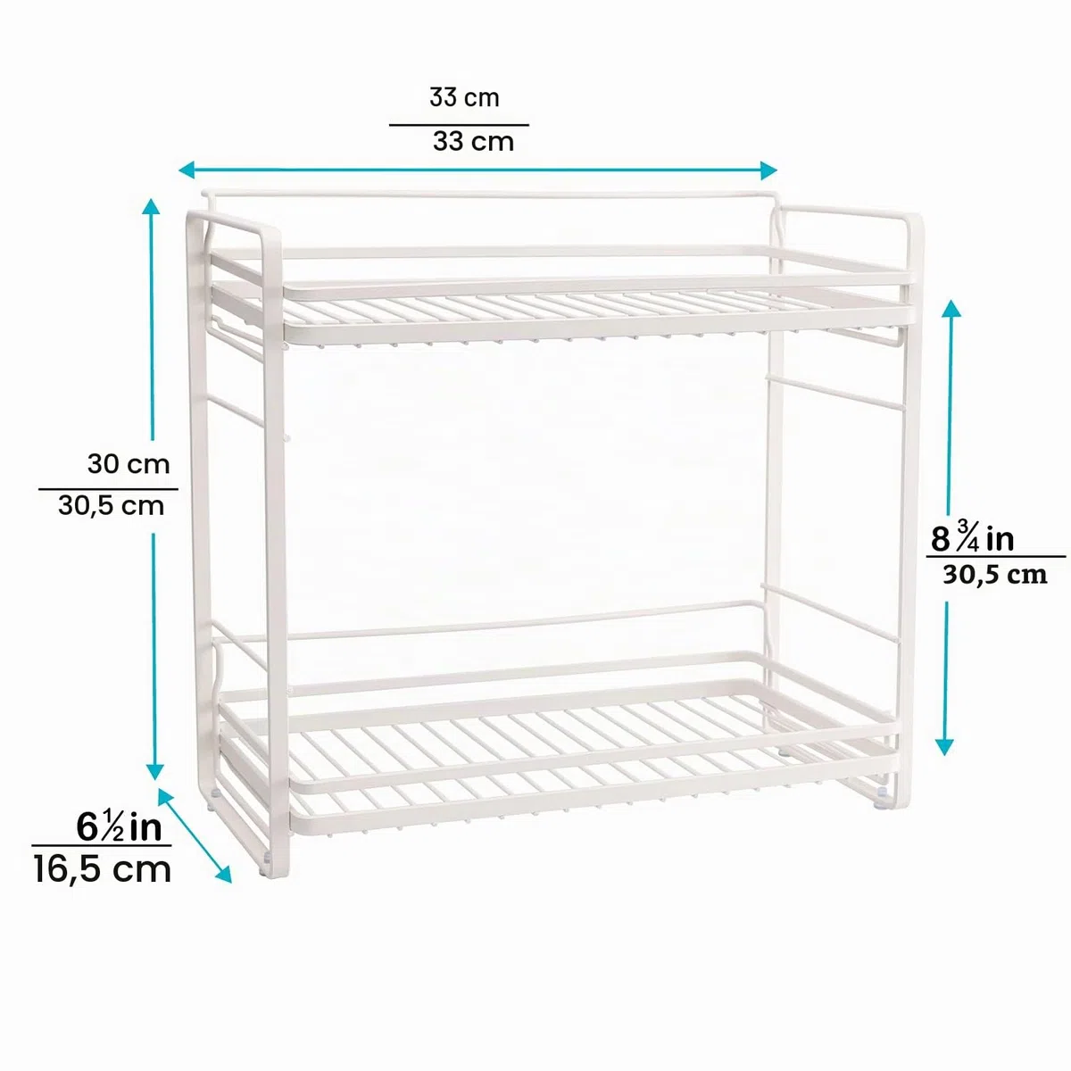 zccz Organizador de encimera de baño de 2 niveles, estante desmontable, soporte de cosméticos, bandeja de tocador, organizador de especias para cocina, práctico estante de almacenamiento doméstico